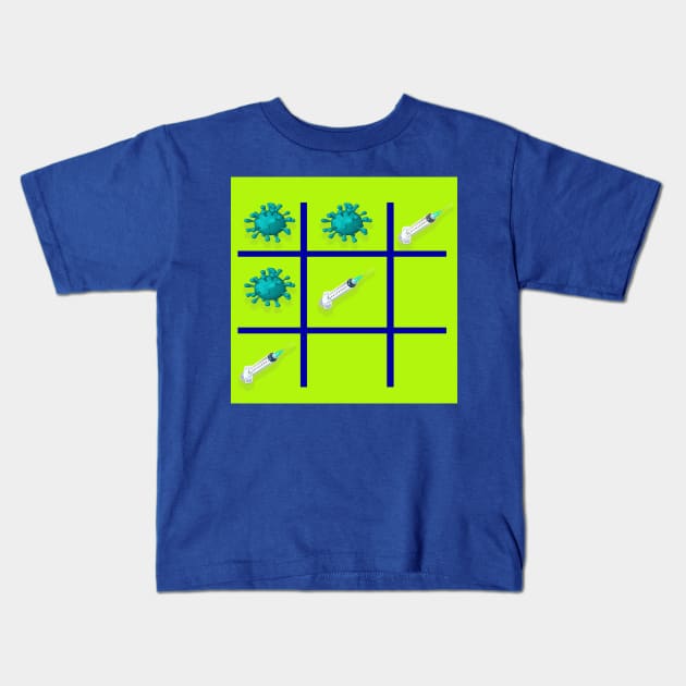 Vaccination wins the battle. Science is the future. I play three in a row. Kids T-Shirt by Rebeldía Pura